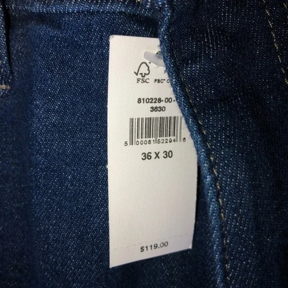 NWT Banana Republic Tapered WATERSHED Mill-valley denim stretch jeans, 36×30 - Picture 7 of 13